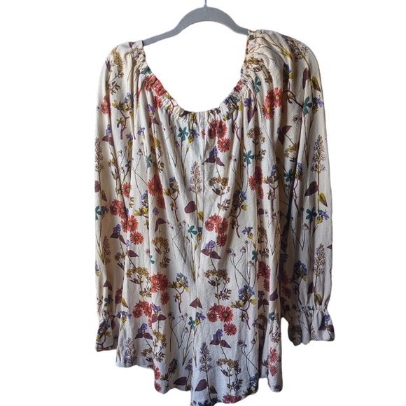 Anthropologie Puff Sleeved Boho Floral Romper Cream Fall Florals M NWT - Picture 8 of 16